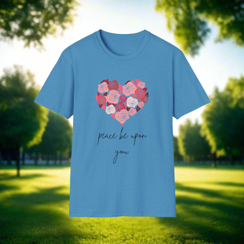 Blue Unisex PEACE BE UPON YOU salam muslim casual tshirt