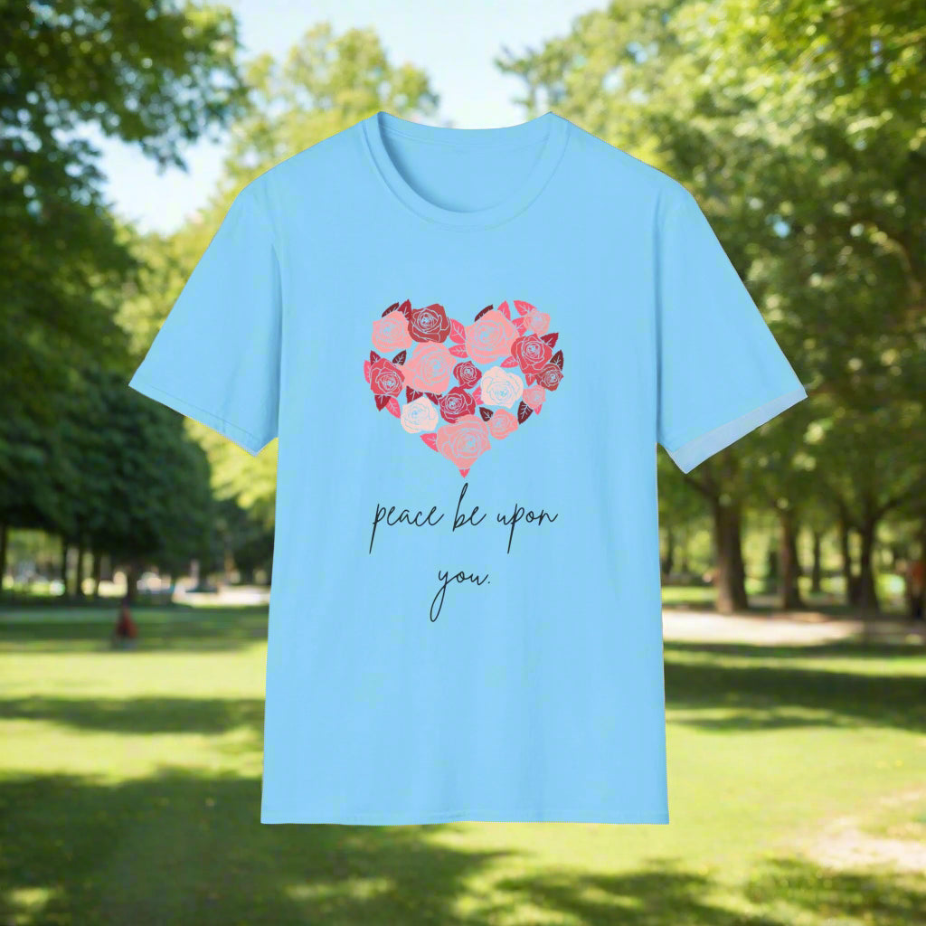 Turquoise Blue Unisex PEACE BE UPON YOU salam muslim casual tshirt