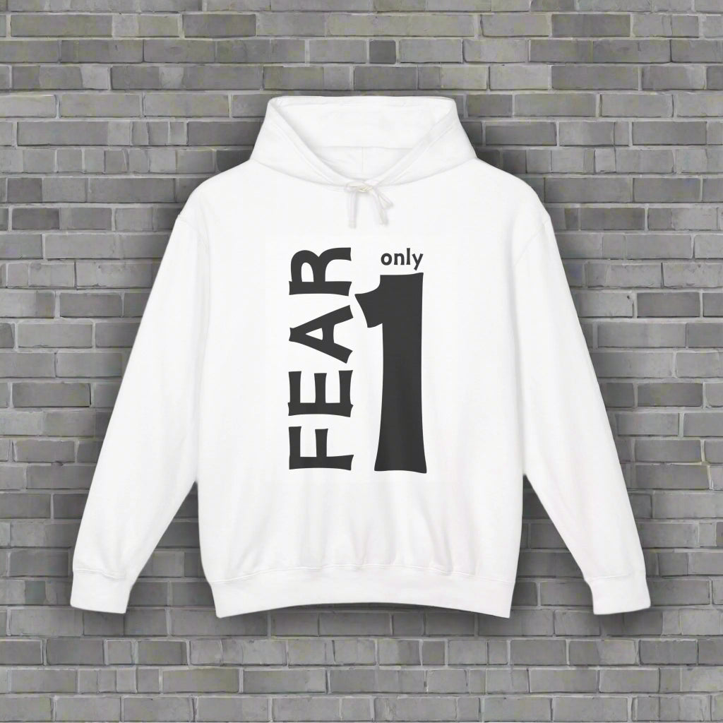 White Lightweight FEAR ONLY 1 Muslim muslimah casual comfort hoodie sweatshirt