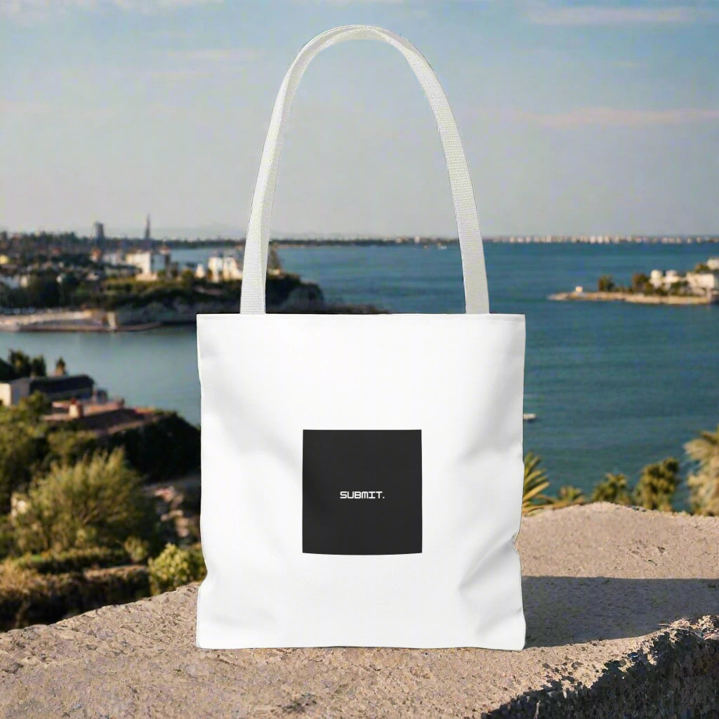 Women's Black White BELIEVE submit muslimah casual tote bag