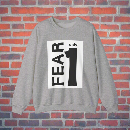 Grey Unisex FEAR ONLY 1 Stylish Casual Sweatshirt clothing muslim muslimah apparel