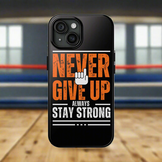 unisex black iphone motivation never give up strong phone cover case protector apparel